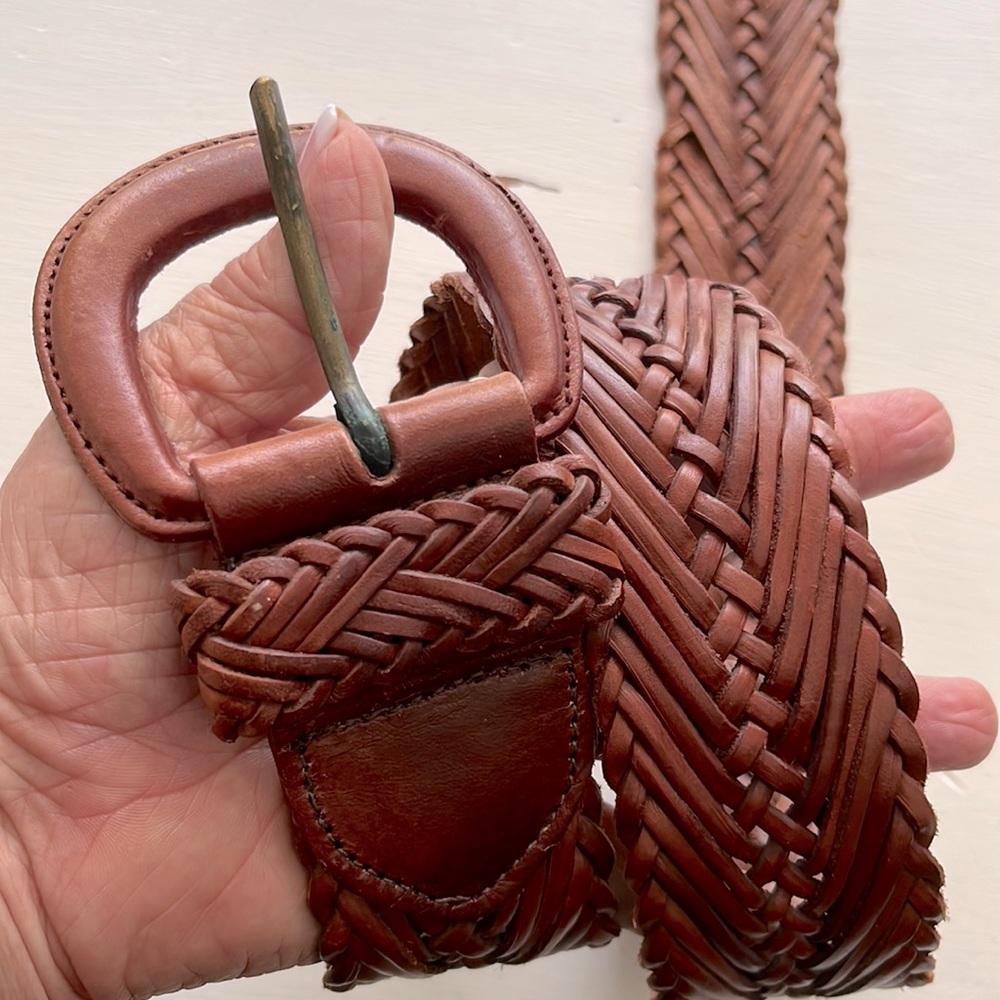 Braided Leather Belt - Brown